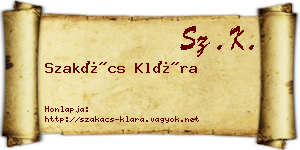 Szakács Klára névjegykártya
