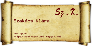 Szakács Klára névjegykártya