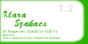 klara szakacs business card